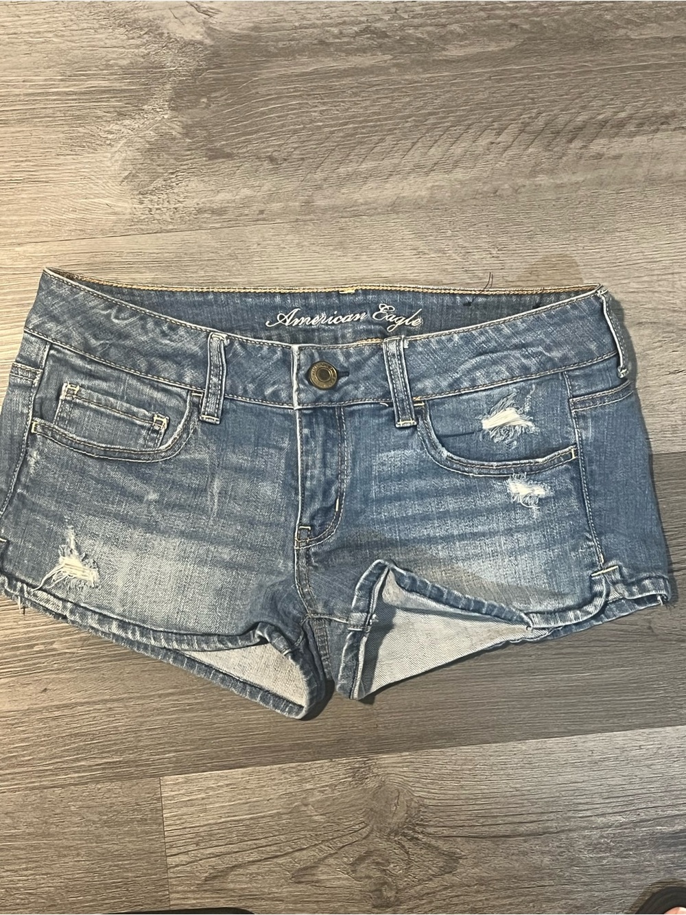 American Eagle Outfitters Faded Blue Distressed Denim Shorts